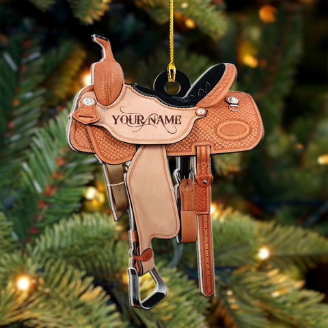 Royalbro Personalized Cowboy Christmas Ornaments, Cowboy Boots and Hat Ornament for Cowboy, Saddle Ornament, Cowboy Cowgirl Horseback Riding Ornament Tree Hanging Ornament (CB 1)