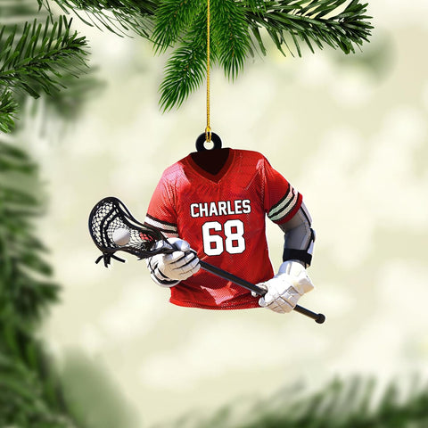 Artparel Custom Lacrosse Uniform Ornaments 2024 Lacrosse Gloves and Stick Acrylic Ornament Lacrosse Player Ornament Gifts for Lacrosse Lovers Lacrosse Sport Gifts (LC17)