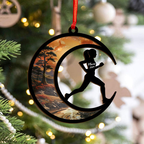 RivePrints Personalized Runner Christmas Ornaments 2024, Custom Suncatcher Flat Running Xmas Ornament, Marathon Man Woman Cross Country Keepsake, Runner Gifts, Running Gifts (Run 6)