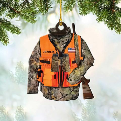 mostprints Personalized Hunting Ornament, Hunter Vest Ornament, Hunting Christmas Ornament, Hunter Christmas Ornament Hanging Tree Decor, Christmas Hunting Gifts (Hunting 13)