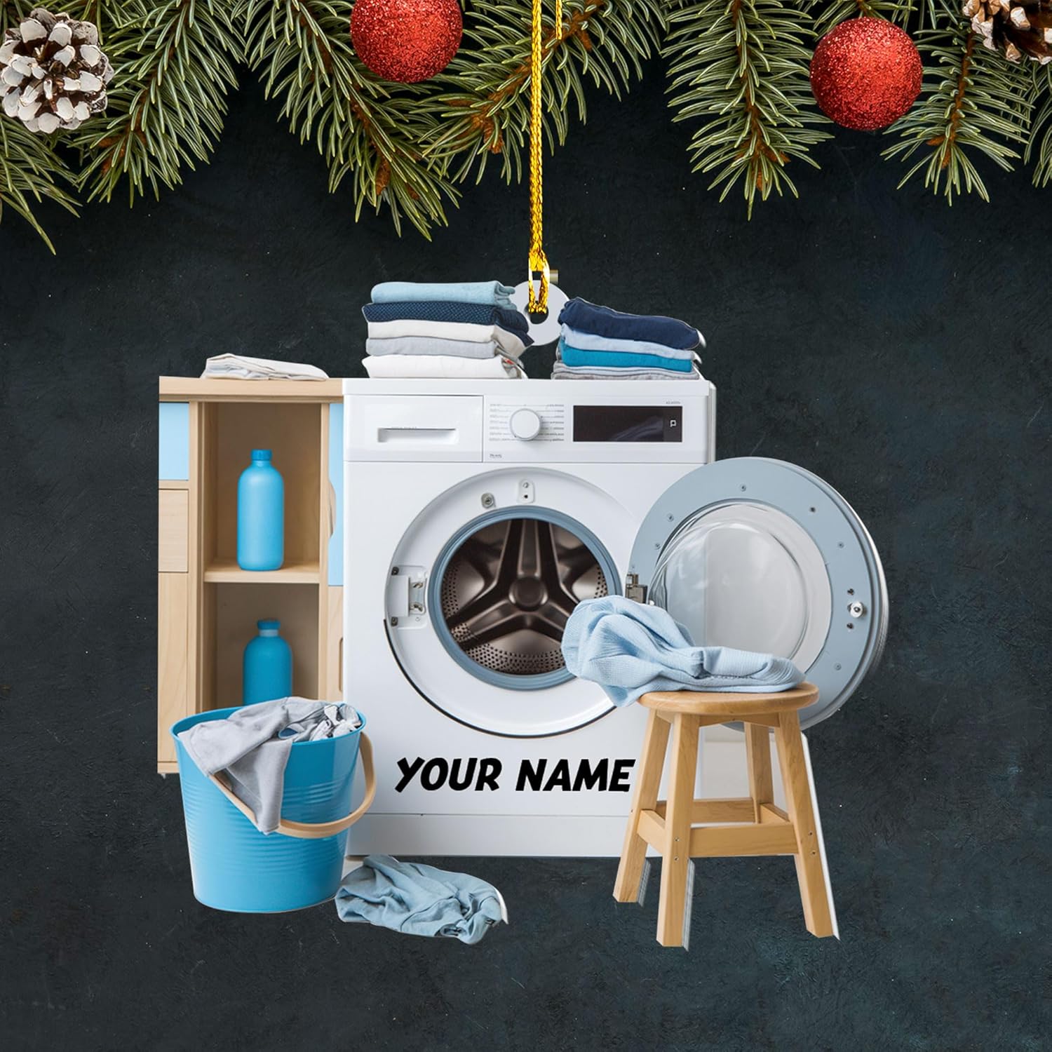 Personalized Washing Machine Christmas Ornament,Home Appliance Consumer Electronics Christmas Ornament, Clothes Washer Christmas Tree Decor, Washing Machines Ornament (Acrylic, Style 12)