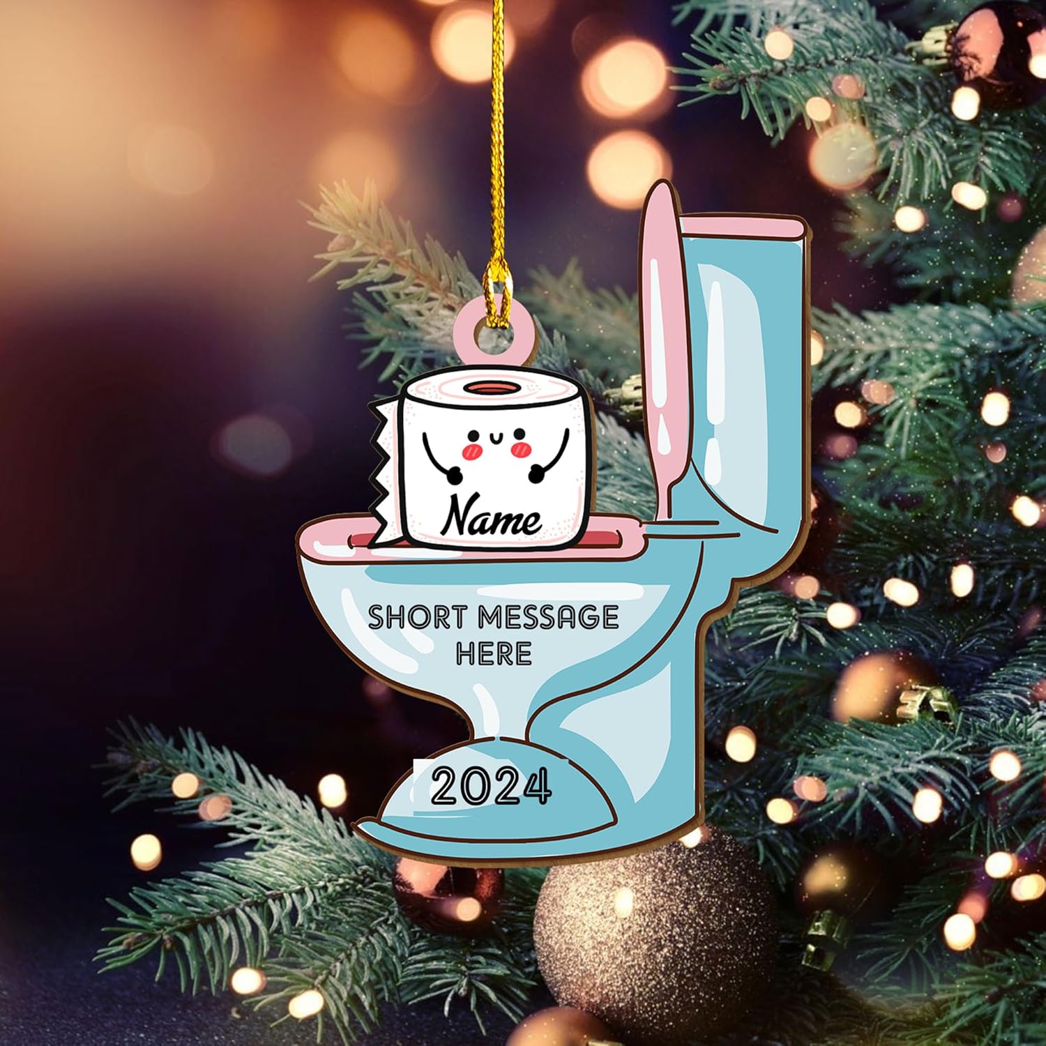 Personalized Toilet Paper Ornament, 2024 Christmas Ornament Toilet Paper, Funny Toilet Paper Roll Ornament, Hanging Glass Toilet Ornaments for Christmas Tree, Gifts for Christmas (Style 1)