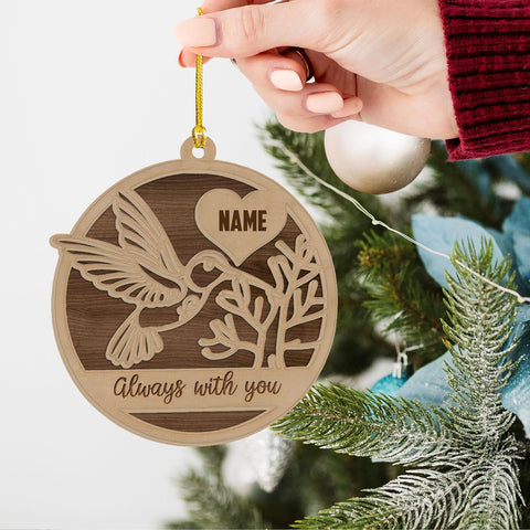 Personalized Hummingbird Ornaments for Christmas Tree 2024, Hummingbird Christmas 2024 Ornament, Bird Suncatcher Wood 2 Layers Ornament, Gifts for Bird Lovers (NBird 6)