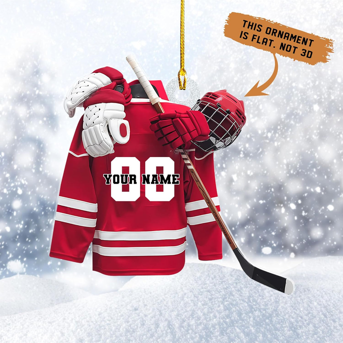 Ligthuy Personalized Hockey Ornaments for Xmas 2024, Hockey Ornament, Helmet and Gloves Wood Acrylic Hockey Ornament, Hockey Christmas Ornament, Gift for Hockey Lovers (Hockey 12)