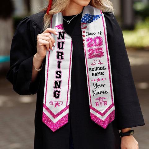 Pretyprints Custom Nurse Sash Graduation, RN Graduation Stole Gifts for Friends Nursing Student Senior Class Of 2025