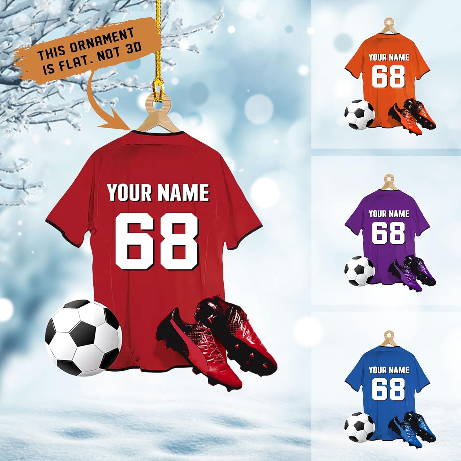 Personalized Soccer Ornaments Soccer Christmas Ornament,Soccer Ornaments for Christmas Tree Soccer Christmas Ornaments for Boys Girls, Custom Soccer Jersey Shoes Ornament (Style 4)