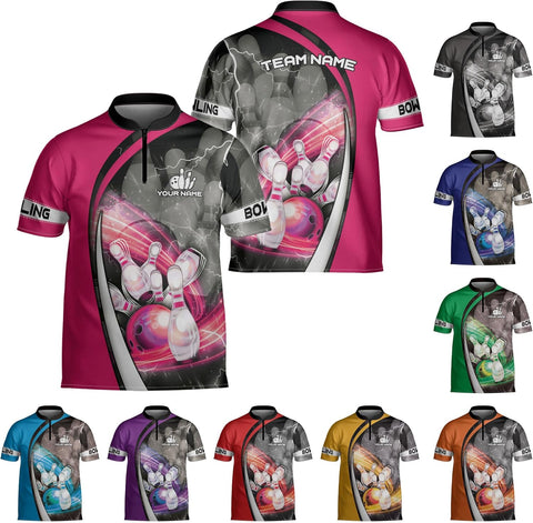 Homedesign Personalized Bowling Jersey Gift 3D Custom Bowling Shirts for Team Name Bowl Bowler Shirt Unisex Cool Men Women