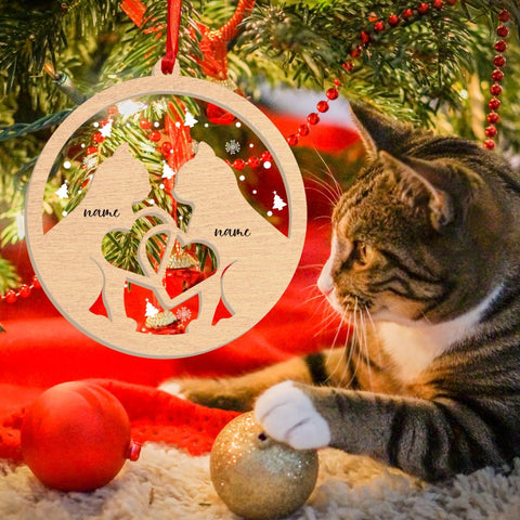 MAPrints Personalized Cat Ornaments for Christmas Tree, Custom Cat Christmas Ornament 2024, Cat Wood and Acrylic Ornament, Lovers Cat Memorial Ornament, Cat Hanging Ornament Cat On The Moon (CAT 7)