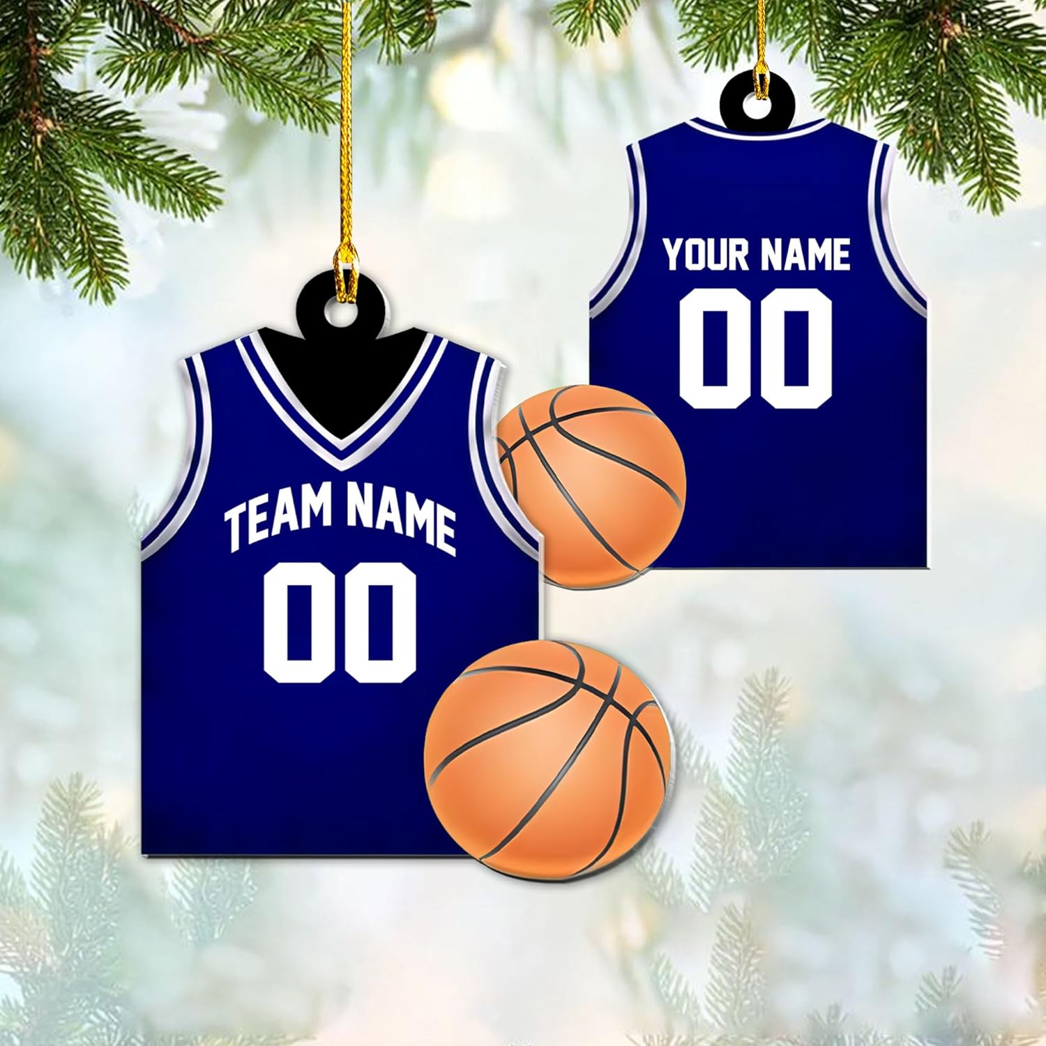 mostprints Personalized Basketball Ornaments, Basketball Christmas Ornament, Custom Basketball Player Ornament, Basketball Ornaments for Christmas Tree, Basketball Team Ornament (B5)