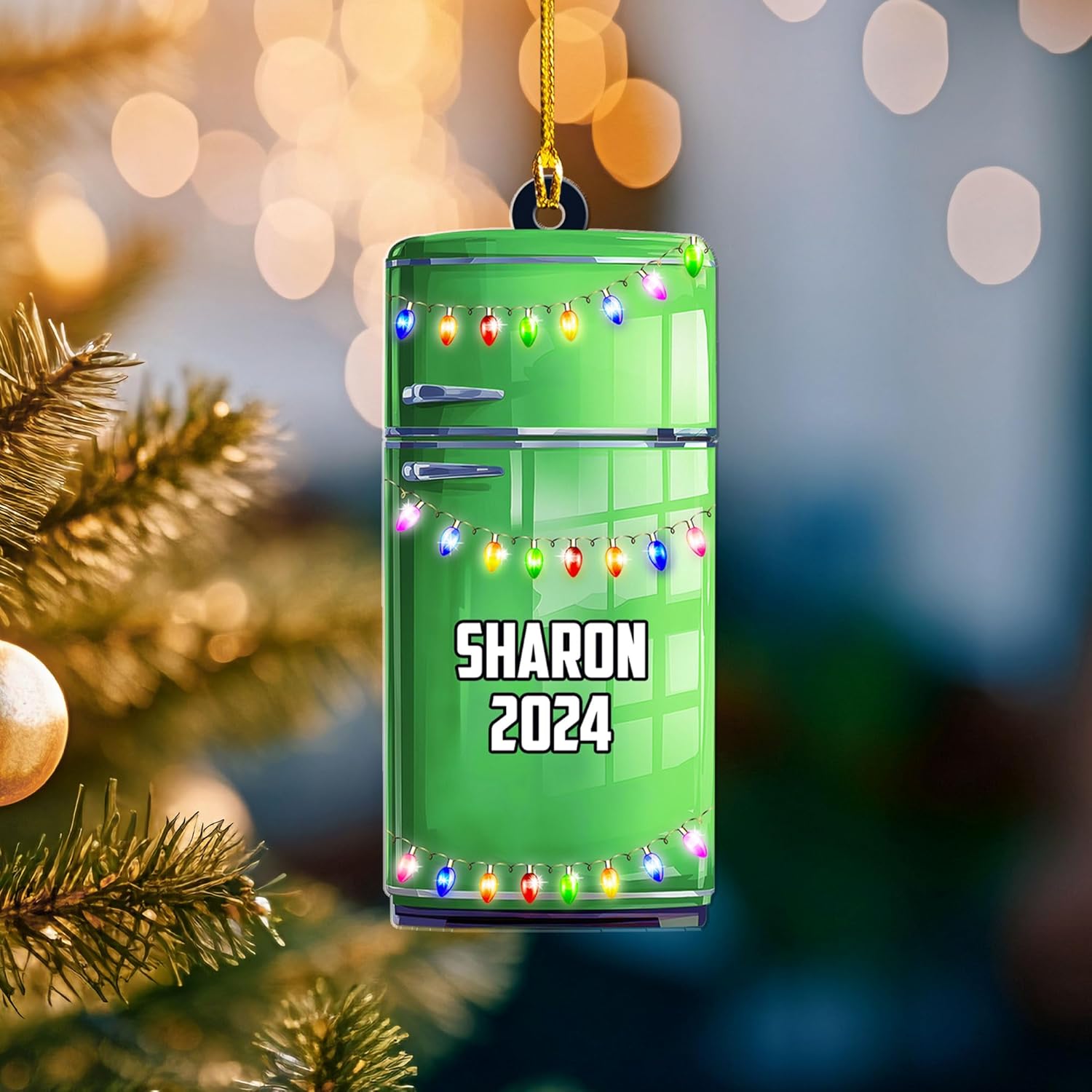 Personalized Refrigerator Ornament, Refrigerator Xmas Light Hanging Ornament, Refrigerator Lovers Ornament, Refrigerator Ornament (Acrylic, Style 7)