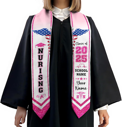 Pretyprints Custom Nurse Sash Graduation, RN Graduation Stole Gifts for Friends Nursing Student Senior Class Of 2025