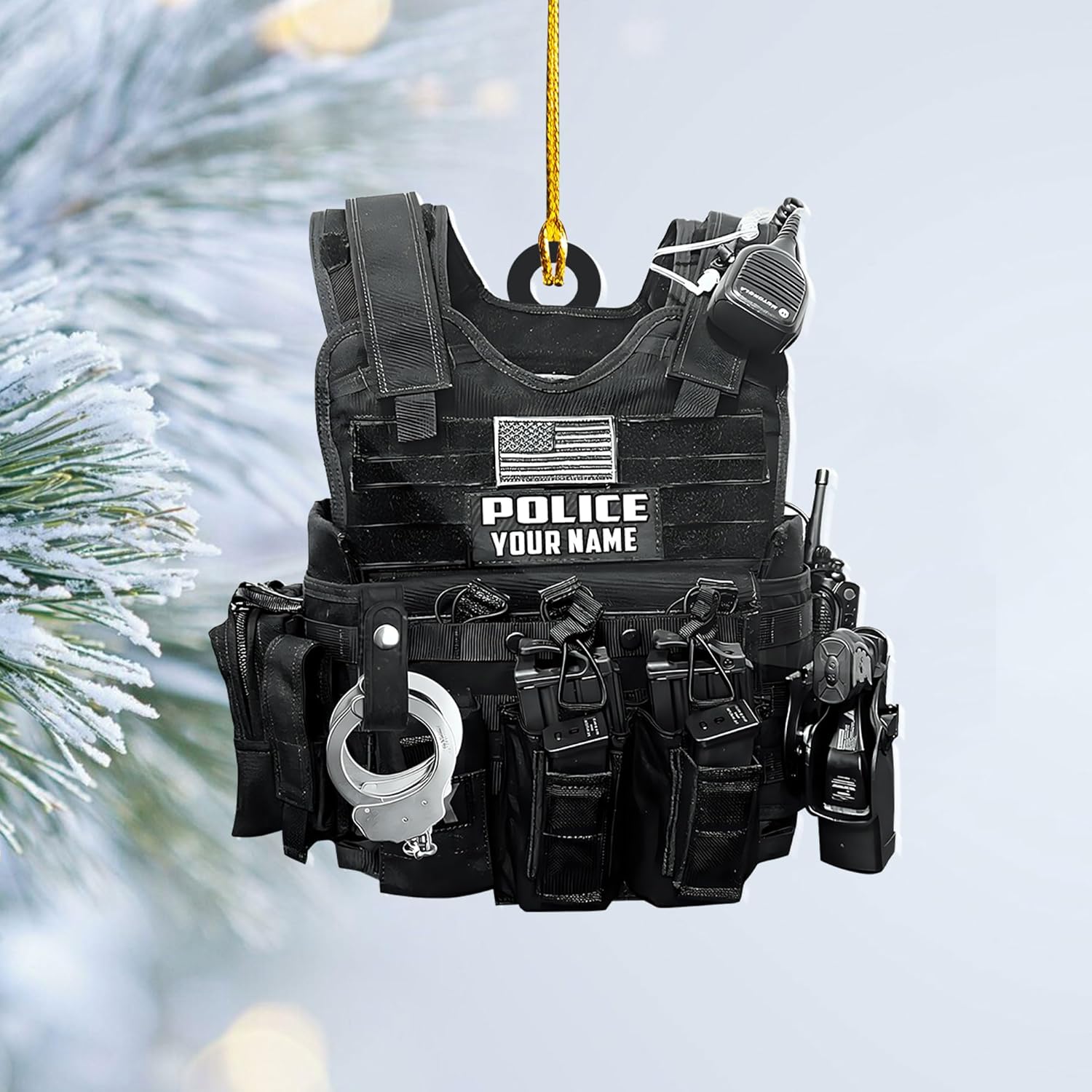 Personalized Christmas Police Ornament with Name, Custom Police Gifts, Police Christmas Birthday Gift for Men Dad, Police Ornaments for Christmas Tree Hanging Decorations Gift Police (Style 15)