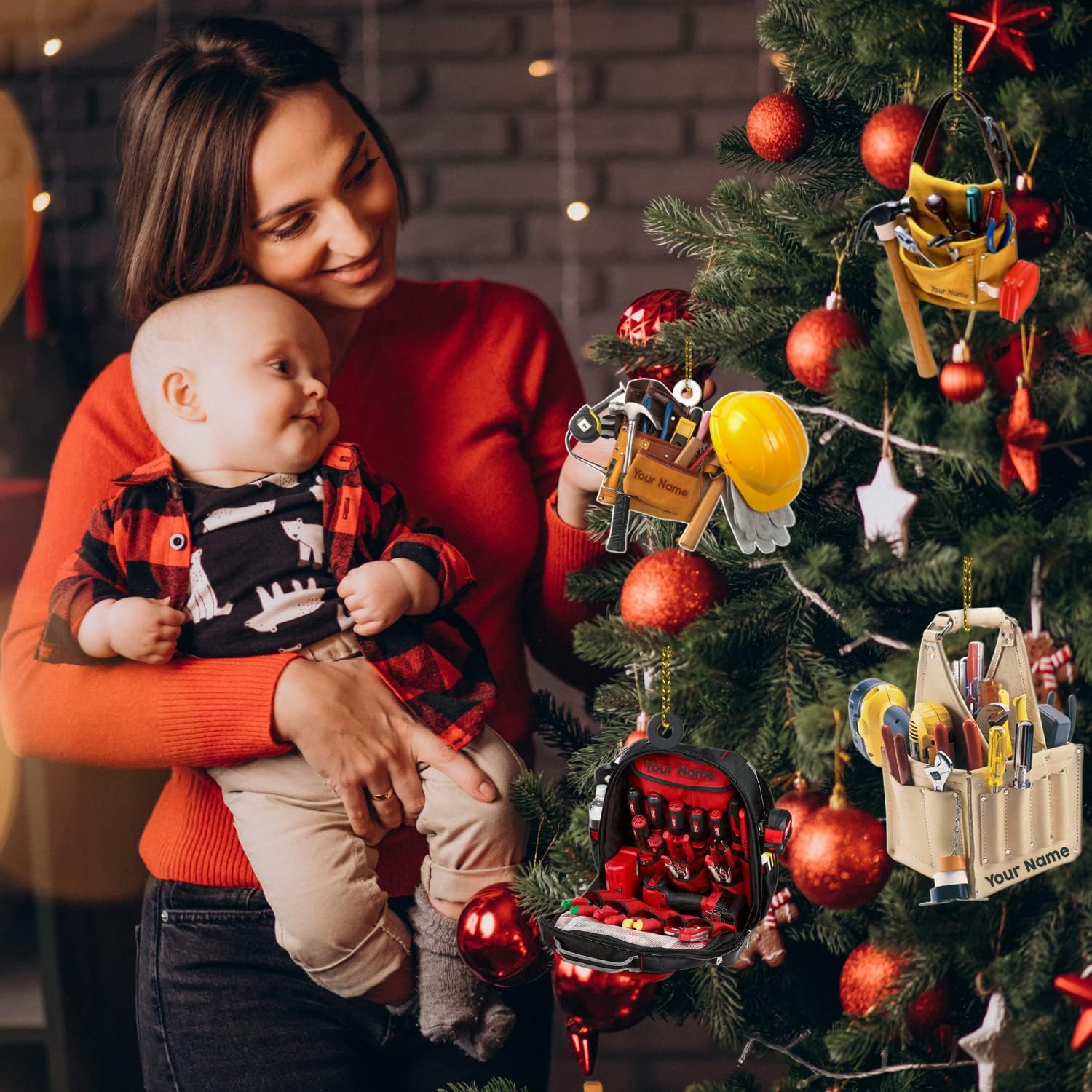 Artparel Personalized Electrician Ornament, Electrician Tool Bag Outfit Christmas Ornament, Electrician Gift Christmas Ornament, Gifts for Electrician Lovers, Electrician Outfit Christmas Ornament