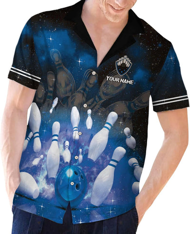Artparel Personalized Bowling Hawaiian Shirt 3D Bowling Hawaiian Gifts Men Bowling Button-Down Short Sleeve Hawaiian Shirt