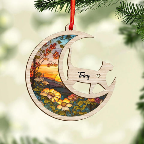 Mostefy Personalized Wooden Dog Cat Paw Ornament Christmas, Custom Dogs Cat Suncatcher Pet Name Ornaments, Customized Memorial Dog Ornament for Christmas Tree (Suncatcher 3)