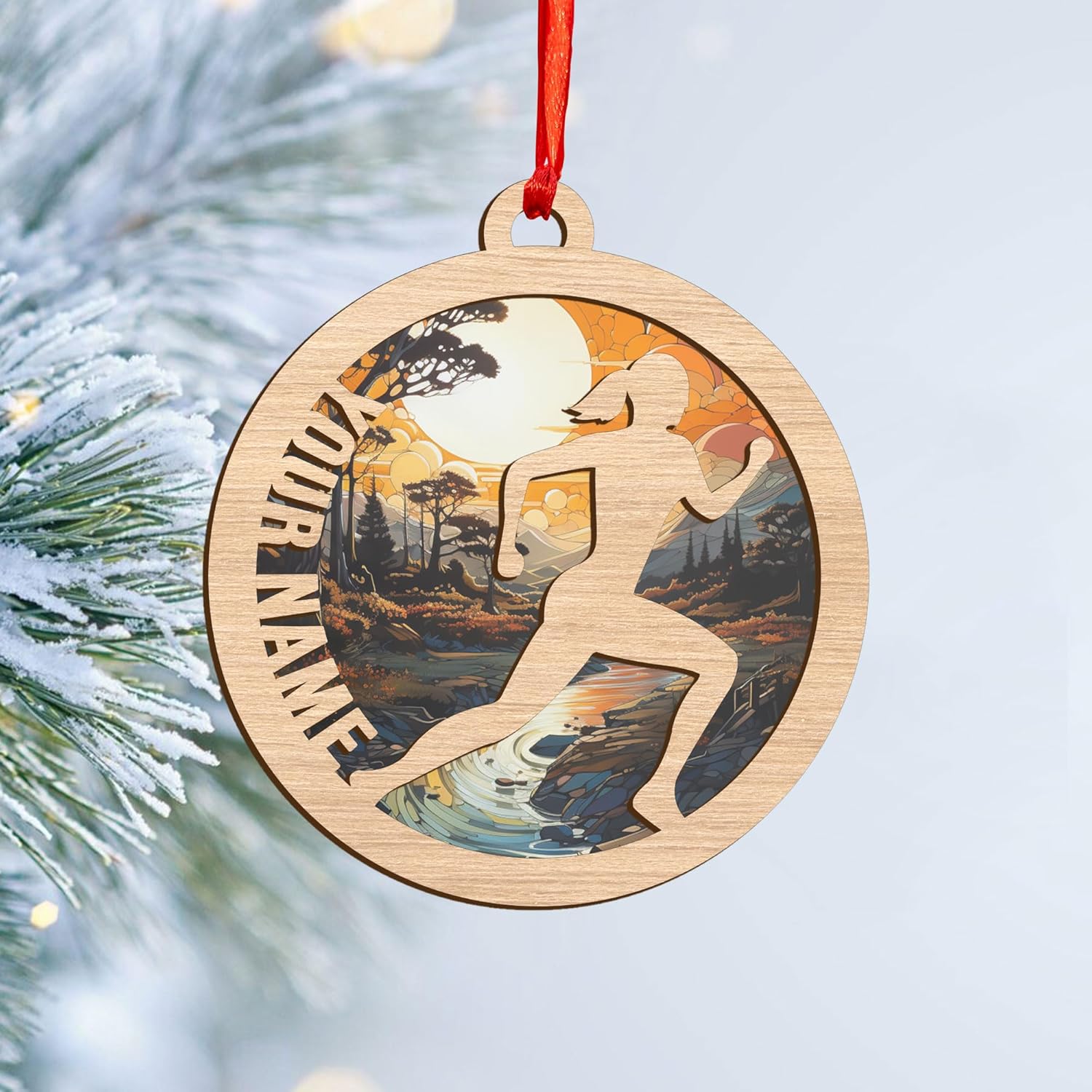 RiverPrints Personalized Runner Christmas Ornaments 2024, Custom Suncatcher Flat Running Xmas Ornament, Marathon Man Woman Cross Country Keepsake, Runner Gifts, Running Gifts (Run 4)