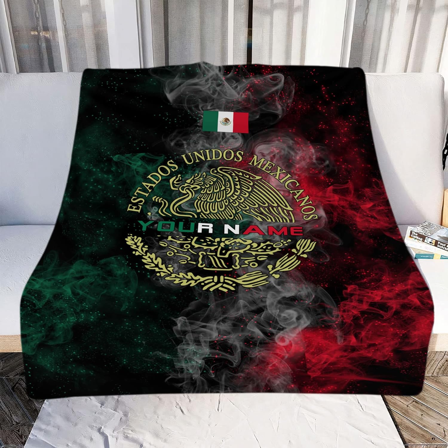 Personalized Name Mexico Blanket for Men and Women, Customized Mexico Blankets, Mexico Flag Mexican Flag Blanket Funny Gift Fuzzy Plush Soft Micro Fleece Sherpa Blanket Bed Throw1 (MXBL08)