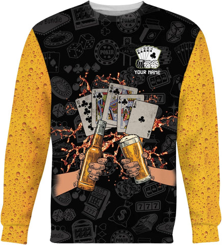 Personalized Poker Shirt, Poker Player Shirt, Funny Casino Poker Pattern 3D Over Print, Unisex Poker Tshirt Men Women