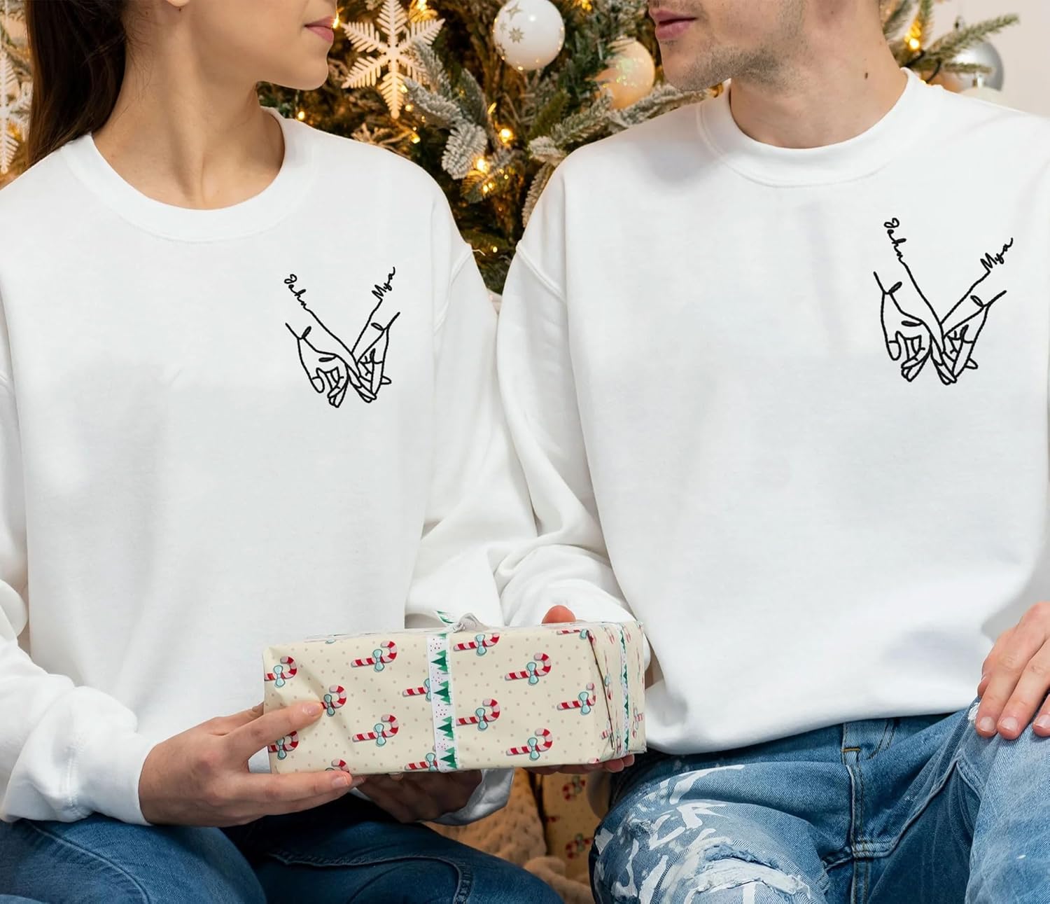 Leeprints Personalized Couple Embroidered Sweatshirt, Roman Numeral Anniversary For Couples Matching Gifts With Initial Heart