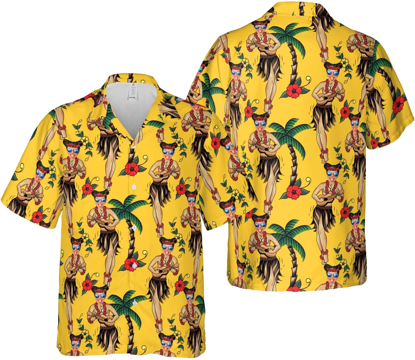 Customized Tropical Floral Hawaiian Shirt with Face for Men and Women, Wife's Husband\u2019s Photo Aloha Beach Fruit Flower Shirts