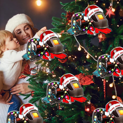 MoonArt Personalized Christmas Welder Ornament with Name, Custom Welder Gifts, Welder Christmas Birthday Gift for Men Dad, Welder Ornaments for Christmas Tree, 2D Acrylic Wood Ornament (WD5)