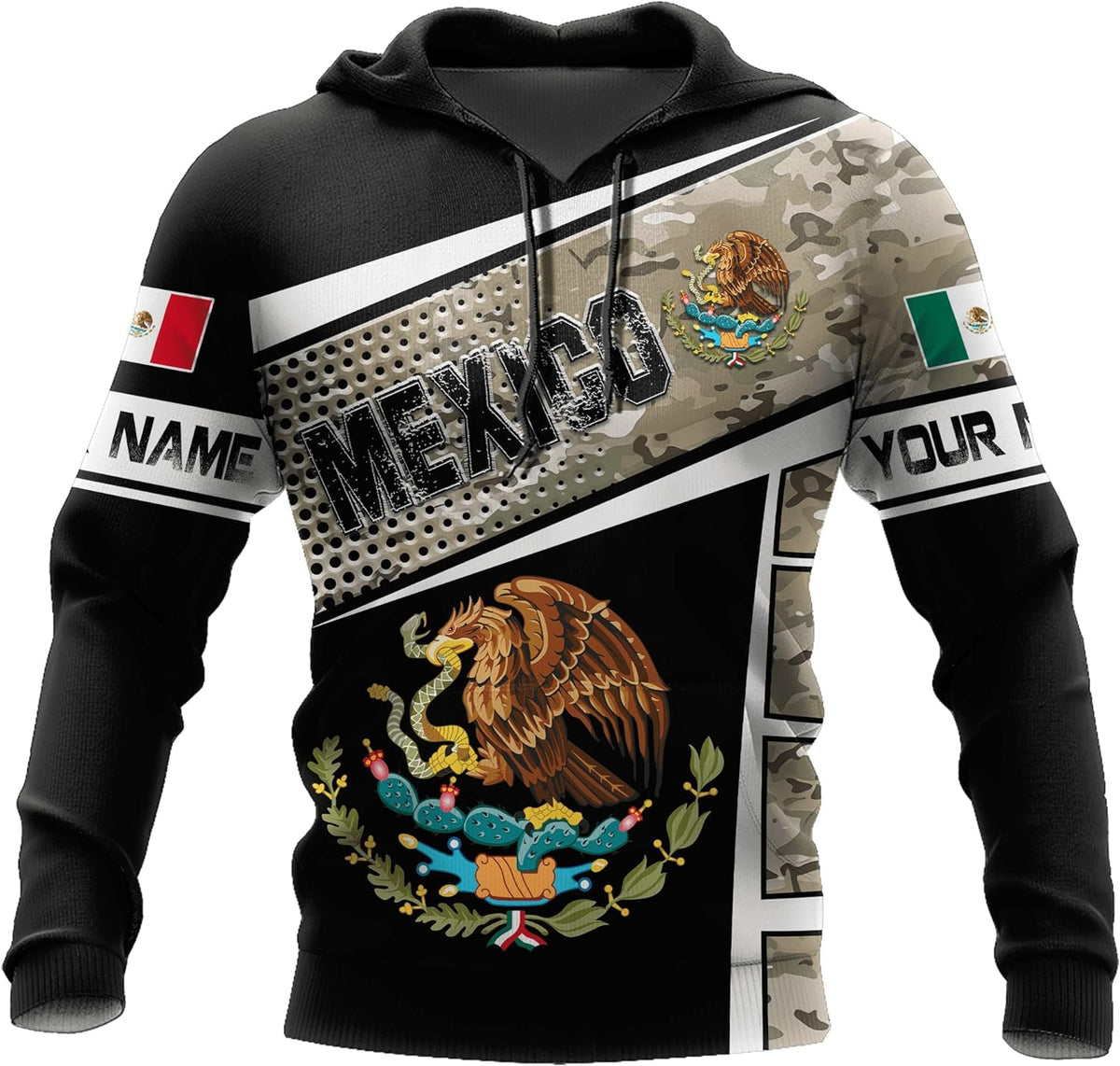 Personalized Name Mexican Hoodie 3D, Customized Mexican Hoodies for Men, Unisex Mexico Hoodie, Mexico Hoodies for Men, Women