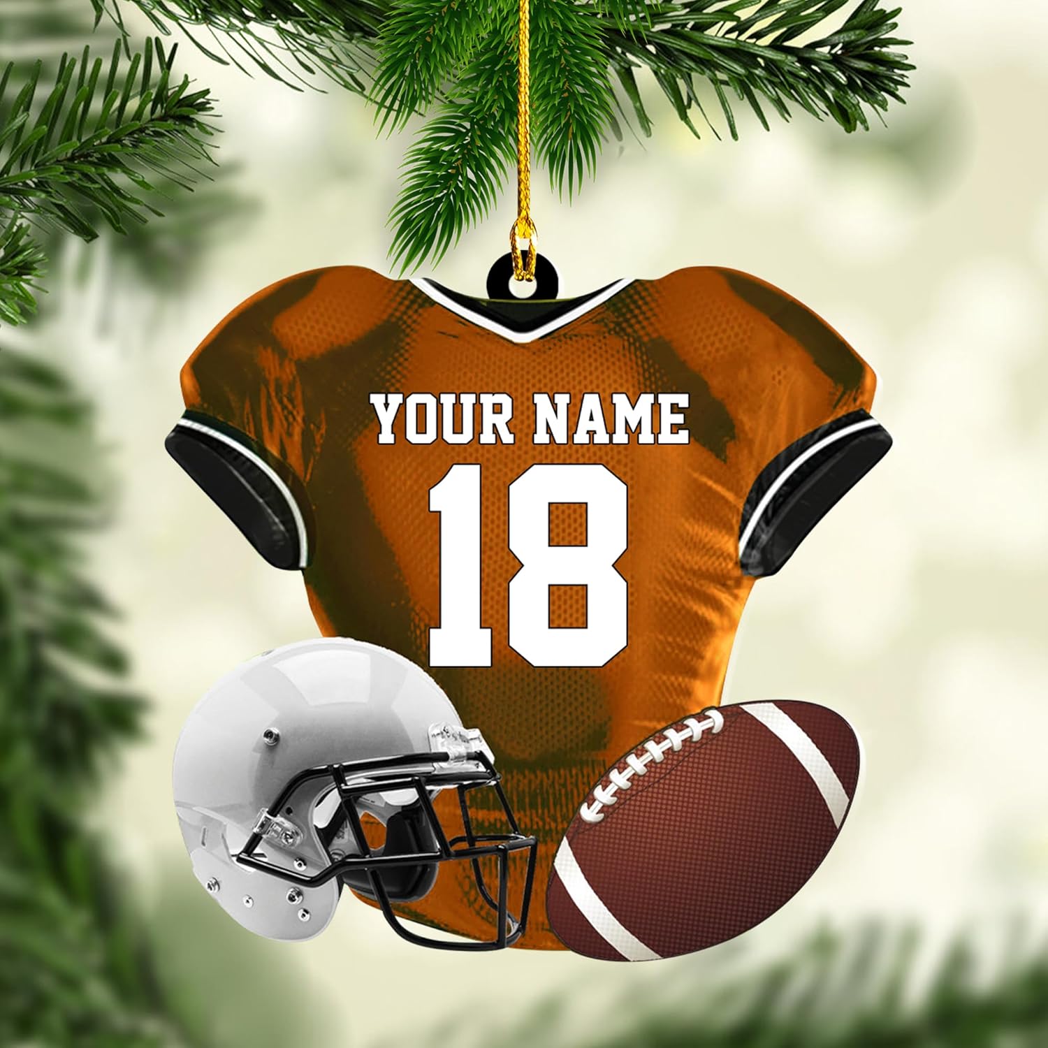 Artparel Personalized Football Ornament Customized Football Christmas Ornaments Football Ornament Christmas Hanging D��cor Gift for Football Fans Football Gifts Gift for Football Player (FB 9)