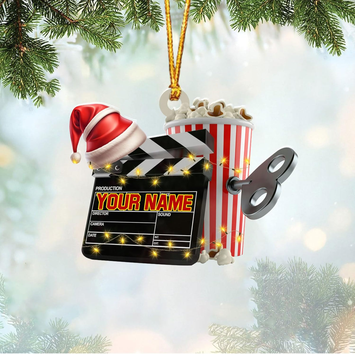 AOVL Personalized Film Clapboard Ornament Movie Clapper Christmas Ornaments Film Clapboard Ornament Film Clapper Ornament Director Clapboard Christmas Ornament Movie Clapperboard Theater (FilmH1)