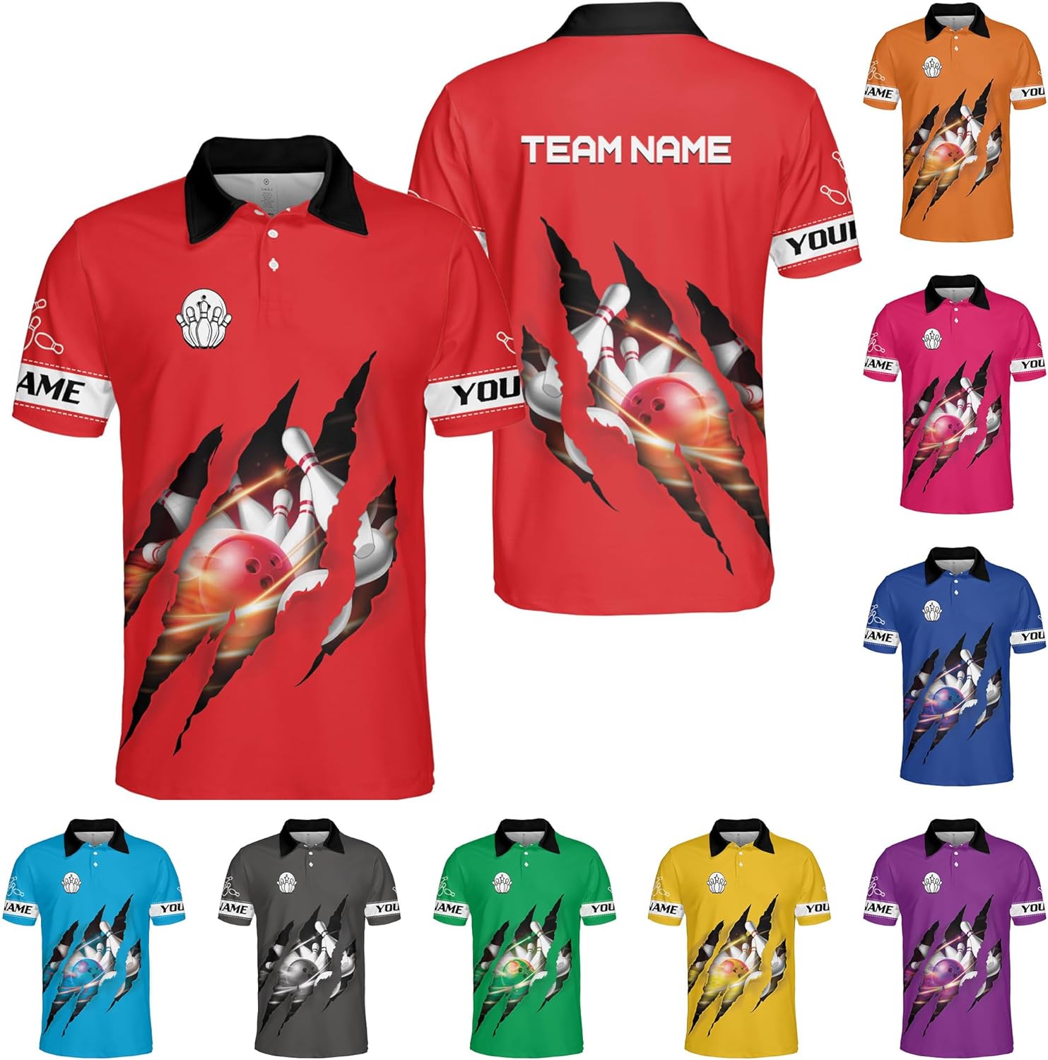 Custom Bowling Polo Shirt Personalized 3D Team Name Bowling Shirts for Men Women Jersey Unisex Bowler Short Sleeve Gift Tee