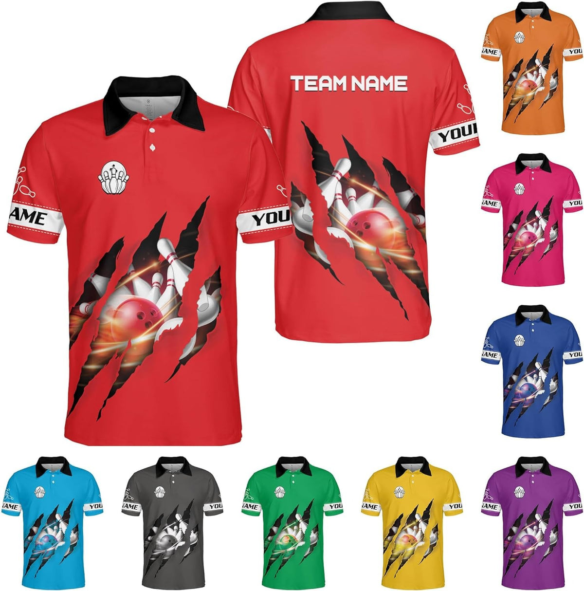 Mostprints Custom Bowling Polo Shirt Personalized 3D Team Name Bowling Shirts For Men Women Jersey Unisex