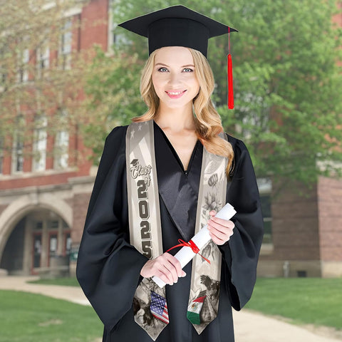 Mexican American Flag Graduation Stole class of 2025, Mexico Graduation Sash, gift for senior