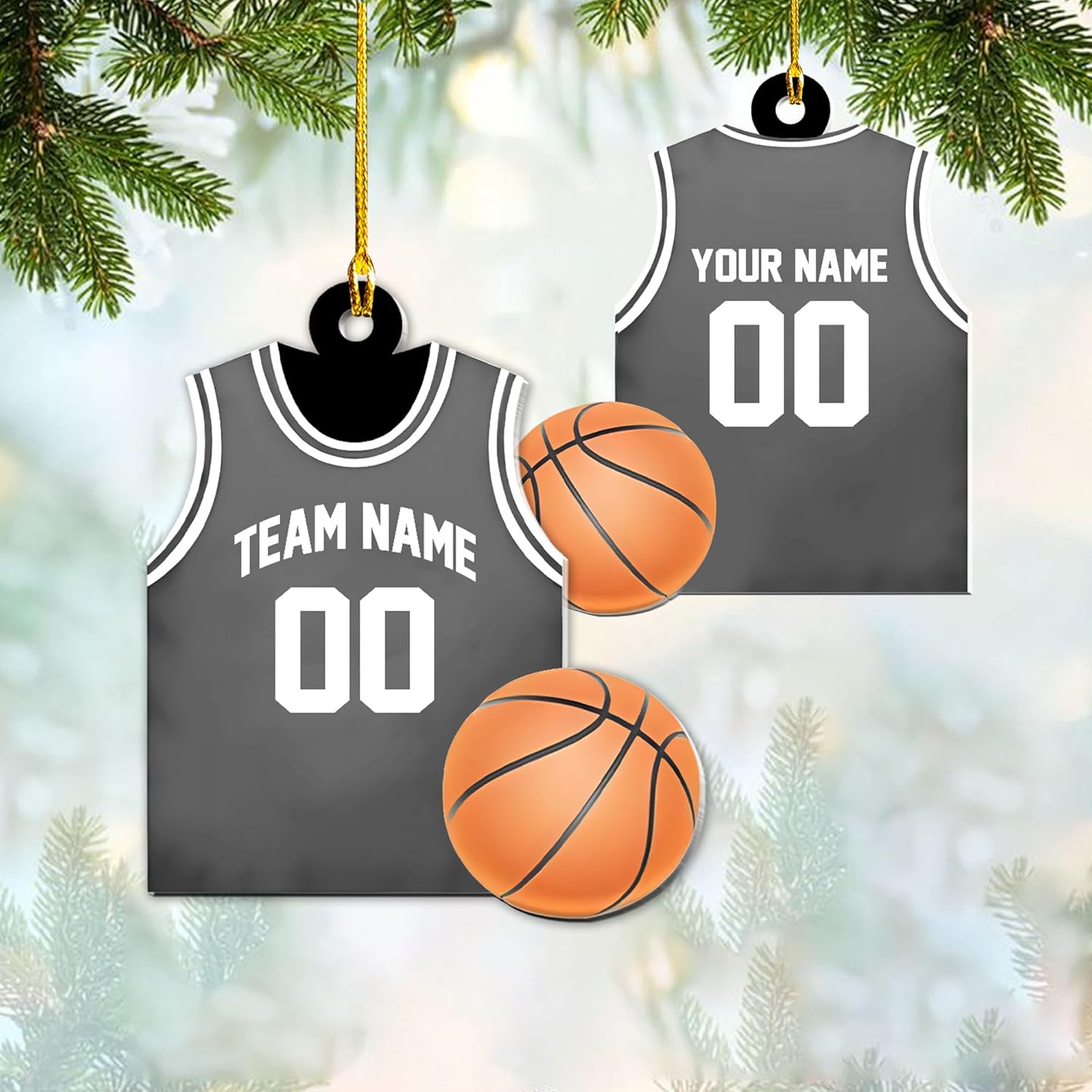 mostprints Personalized Basketball Ornaments, Basketball Christmas Ornament, Custom Basketball Player Ornament, Basketball Ornaments for Christmas Tree, Basketball Team Ornament (B4)