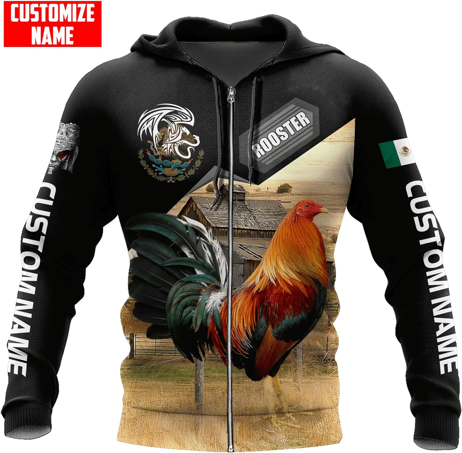 Personalized Rooster 3D Printed Unisex Shirt Unisex Hoodie, T Shirt, Zip Up Hoodie, Sweatshirt For Men AD1212 Multicolor