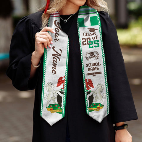 Pretyprints Custom Nigerian Graduation Sash, Nigeria Graduation Stole Customize, Nigerian American Flag Graduation Sash 2025