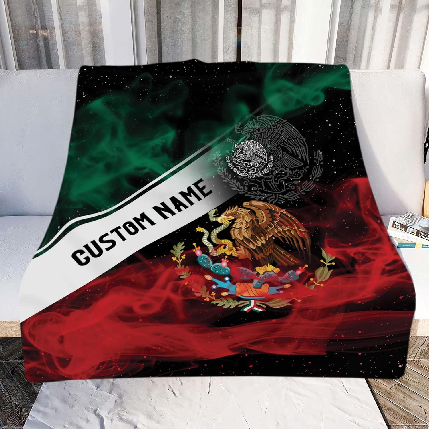 Personalized Name Mexico Blanket for Men and Women, Customized Mexico Blankets, Mexico Flag Mexican Flag Blanket Funny Gift Fuzzy Plush Soft Micro Fleece Sherpa Blanket Bed Throw (BLMX03)