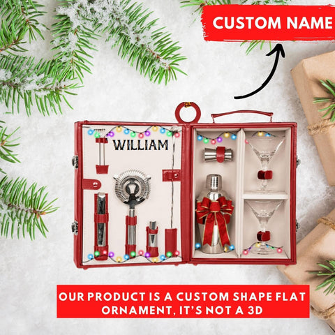 Personalized Bartender Ornament, Bartender Kit Bag Ornament, Bartender Ornaments, Custom Bartender Travel Bag Ornament, Gift for Friend Bartender, Gift for Bartender\u2026 (Bartender 4)
