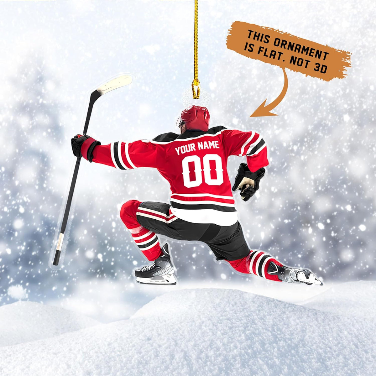 Ligthuy Personalized Hockey Ornaments for Xmas 2024, Hockey Ornament, Helmet and Gloves Wood Acrylic Hockey Ornament, Hockey Christmas Ornament, Gift for Hockey Lovers (Hockey 5)