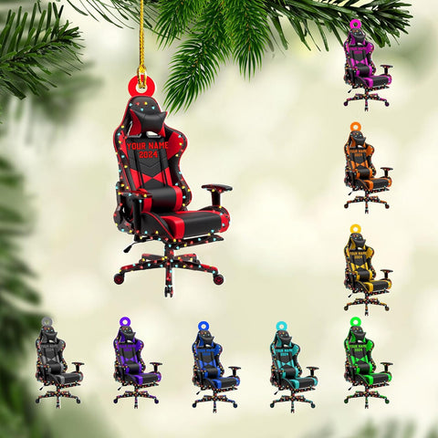 Ligthuy Personalized Gaming Ornaments for Christmas Tree, Computer Gaming Christmas Ornaments, Chair Gaming Chrismas Ornament for Gamer, Game Lover, Chair Gaming Xmas Decor (GM10)