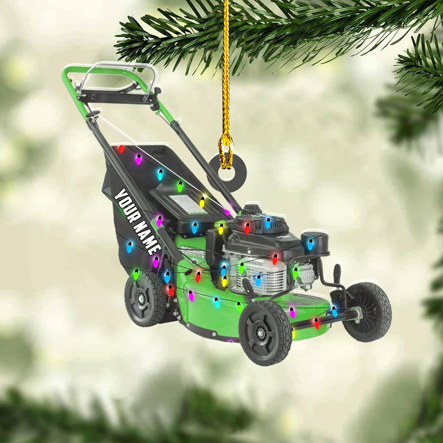 Artparel Custom Lawn Mowers Christmas Ornaments 2024 Custom Lawn Mowers Ornaments Farmhouse Lawn Mowers Driver Gifts Riding Mowers with Xmas Light Acrylic Ornament 2024 (LM12)