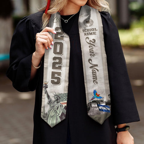 Pretyprints Honduran Graduation Sash, Custom Honduran American Flag Graduation Sash 2025, Honduras Graduation Stole