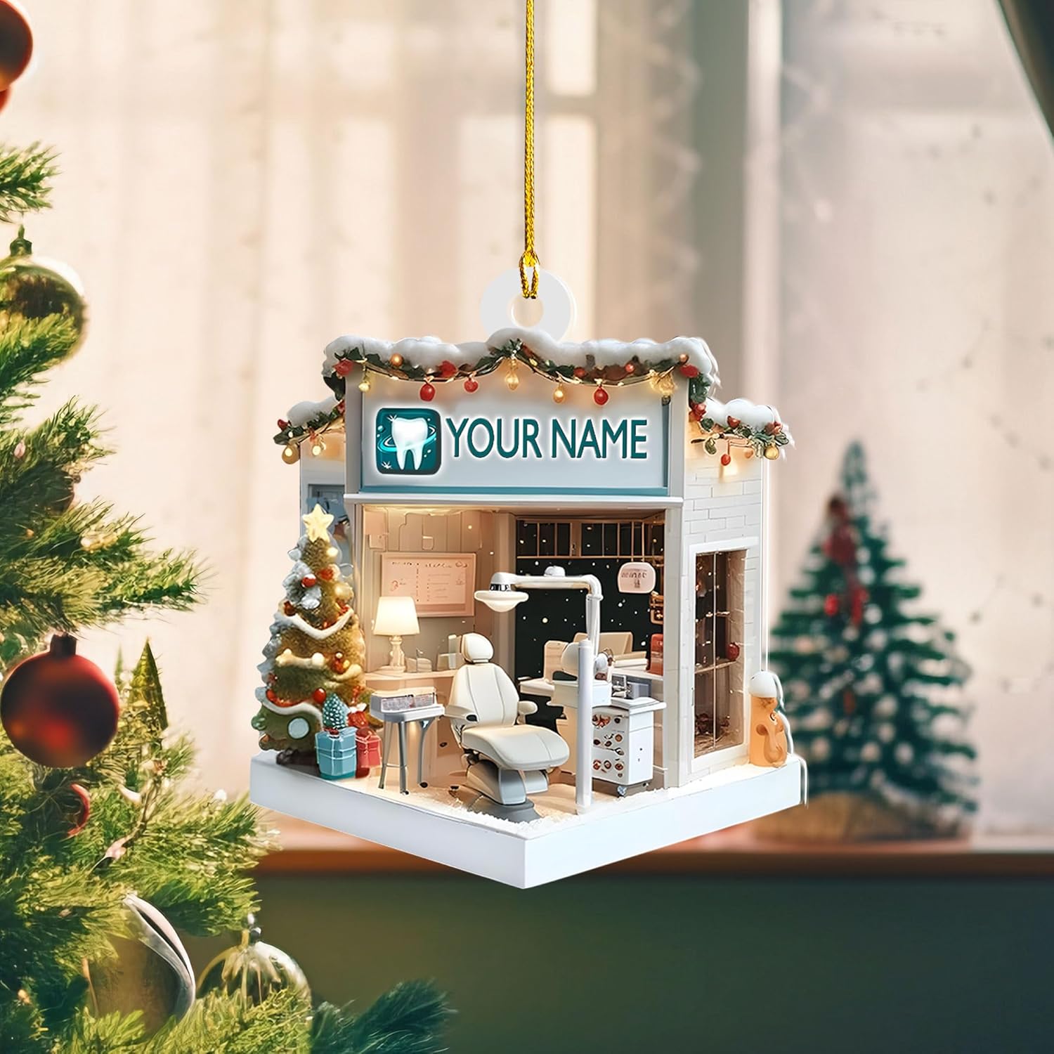 Mostefy Personalized Dentist Christmas Ornaments 2024, Dental 2D Flat Printed Acrylic Ornament, Dentist Xmas, Dentist Hanging Ornament, Custom Dentist (Style 7)