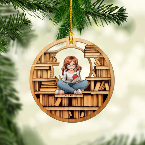 MAPrints Personalized Book Lovers Heart Ornament, Reading Book Xmas Printed Wood Ornament 2024, Bookshelf Ornament Gift for Her Librarian 2D Flat Printed Wood Book Lovers Ornament (Book 8)