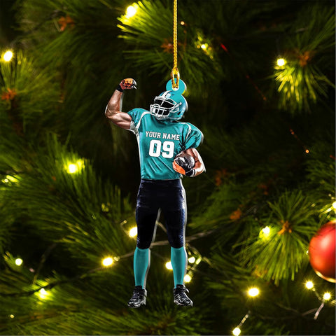 Artparel Personalized Football Ornament Customized Football Christmas Ornaments Football Ornament Christmas Hanging D��cor Gift for Football Fans Football Gifts Gift for Football Player (FB 8)