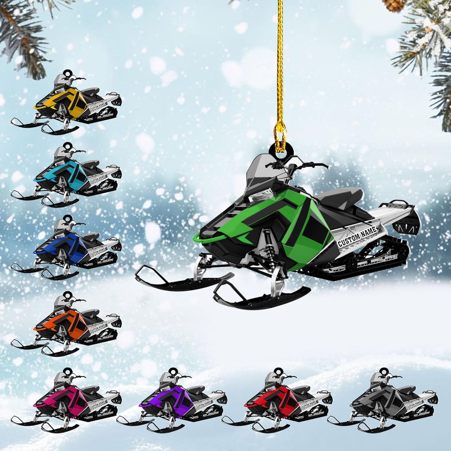 Artparel Personalized Customized Snowmobile Shoes Acrylic Christmas Ornament for Snowmobile Lovers (SM 6)