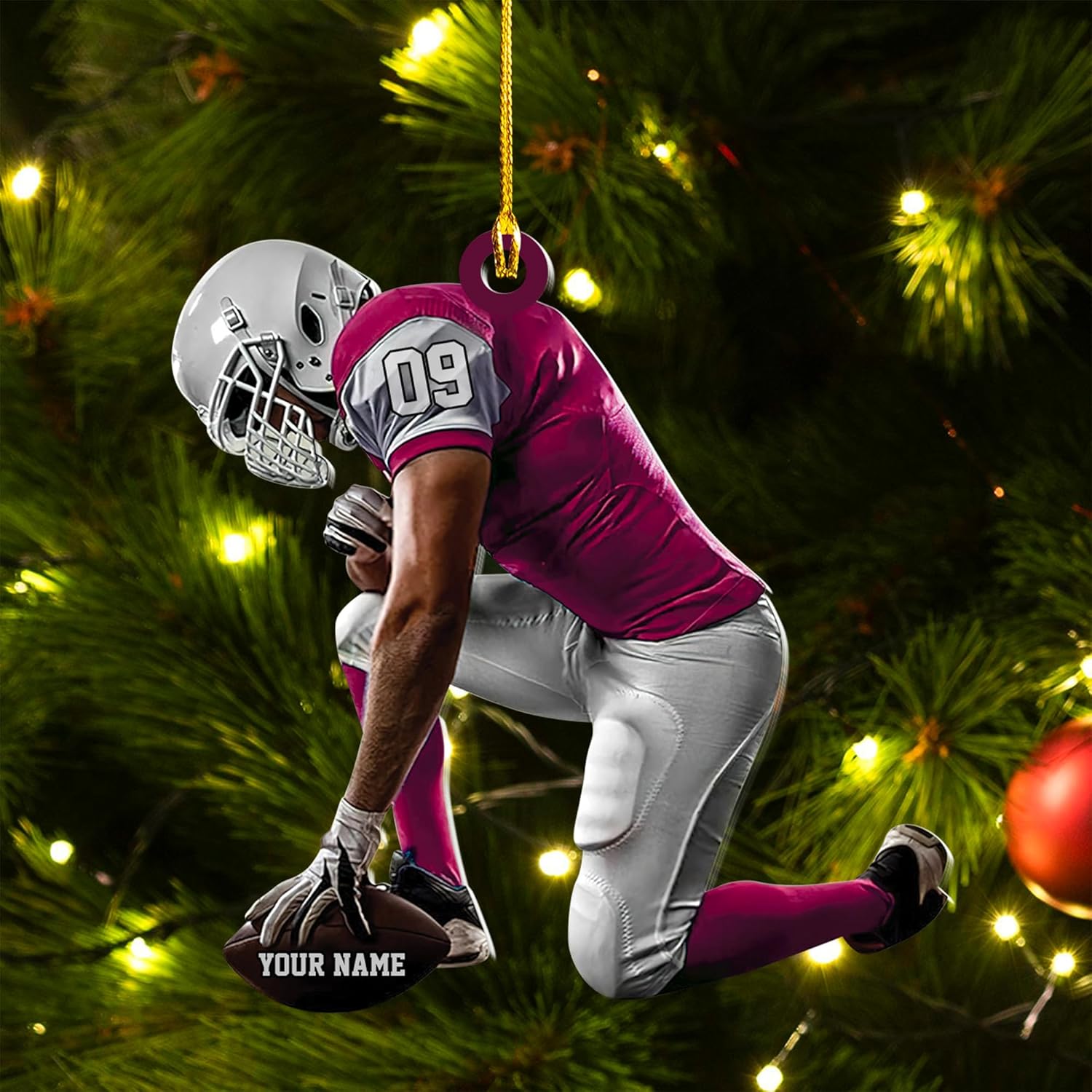 Artparel Personalized Football Ornament Customized Football Christmas Ornaments Football Ornament Christmas Hanging Décor Gift for Football Fans Football Gifts Gift for Football Player (FB 5)