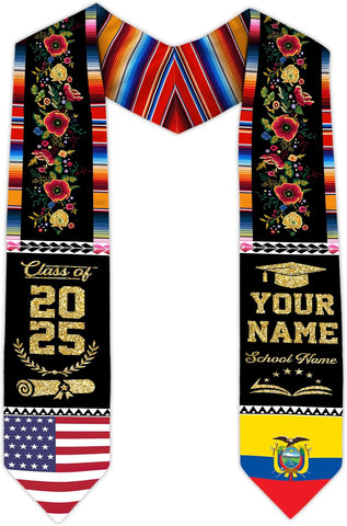 Pretyprints Ecuador Graduation Stole, Ecuadorians American Flag Graduation Sash 2025, Ecuadorians Graduation Sash