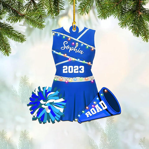 RoyalBro Personalized Cheerleader Christmas Ornament 2023, Cheer Girl Dancer with Pompom, Cheerleading Lovers Ornaments Cheerleading Ornament Gift Cheer Cheerleader Ornaments Xmas (C4)