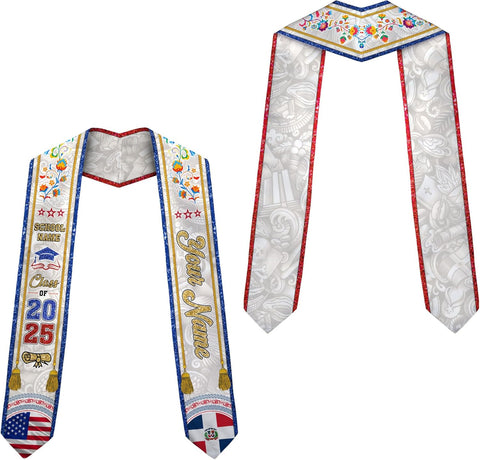 Pretyprints Custom Dominican Sash Graduation, Dominicans Flag Graduation Sash 2025, Dominican Republic Graduation Stole
