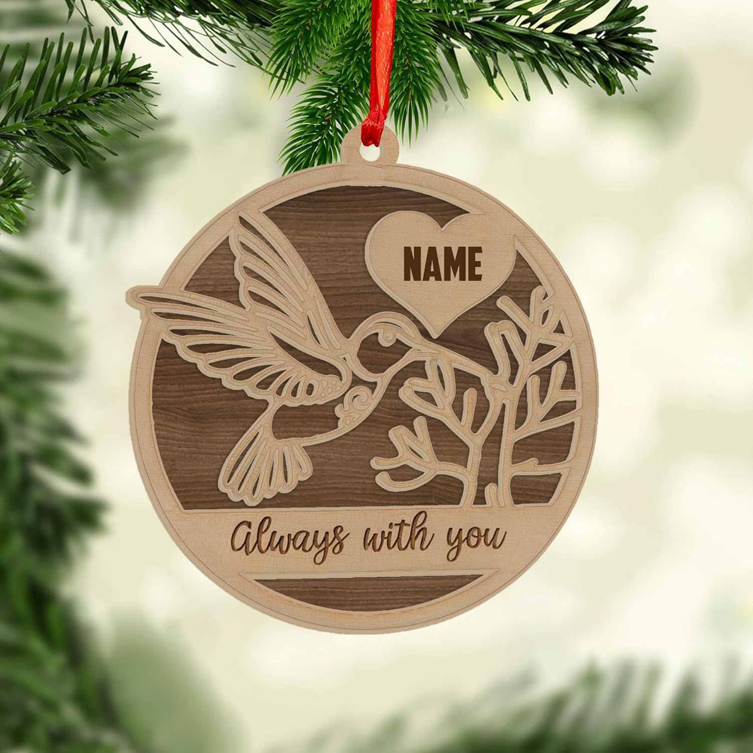 Personalized Hummingbird Ornaments for Christmas Tree 2024, Hummingbird Christmas 2024 Ornament, Bird Suncatcher Wood 2 Layers Ornament, Gifts for Bird Lovers (NBird 6)