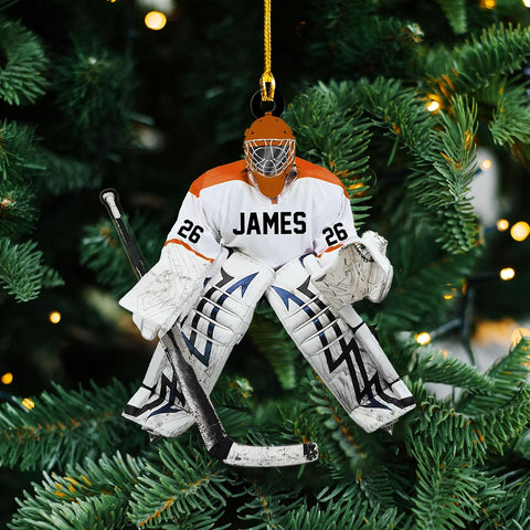 HomeDesign Personalized Hockey Christmas Ornament, Hockey Skates Helmet and Stick, Hockey Player Ornament, Hockey Ornaments, Gift for Hockey Lovers Hockey Ornament Christmas Decor (H3)